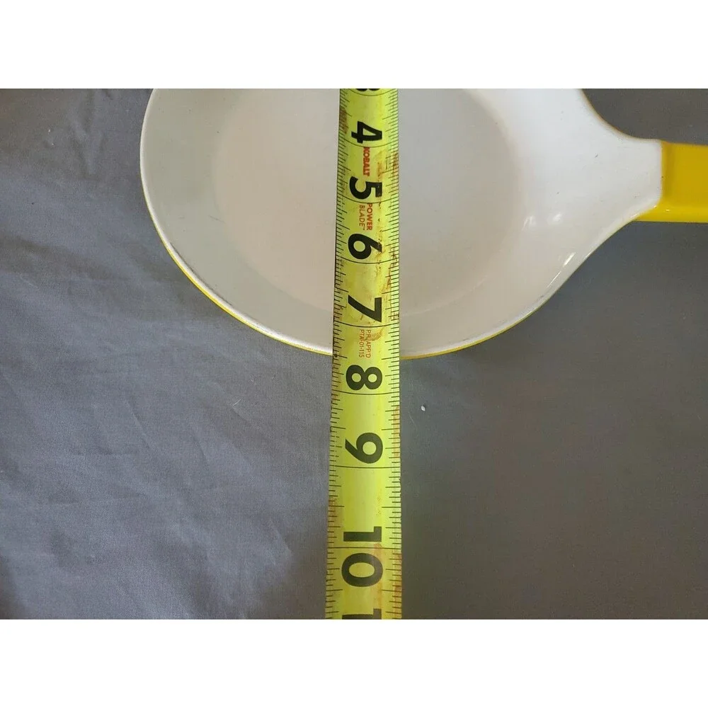 Copco Denmark Cast Iron Skillet Fry Pan Yellow White Enamel Cookware MCM 7.5